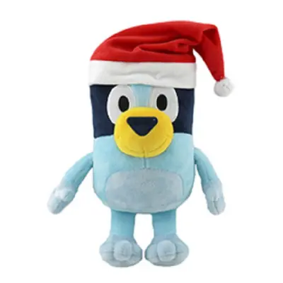 (Blue Christmas, 20cm/7.87in) Bluey Christmas Character Hat Star Eye Decoration Plush Toy Pillow