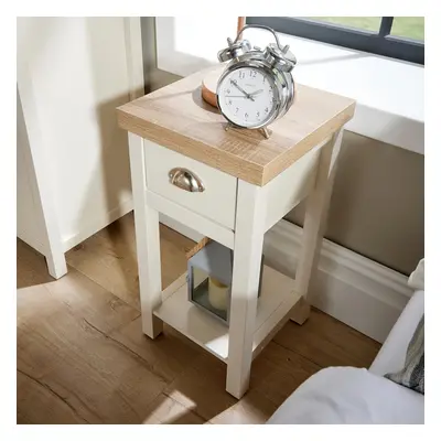 Off White Oak Narrow Bedside Cabinet Drawer Side Table Night Stand