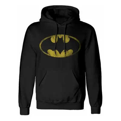 (M, Black/Yellow) Batman Unisex Adult Logo Hoodie