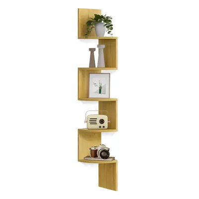 VASAGLE Corner Shelf Wall Mount 5Tier Floating Corner Bookshelf Plant Shelf for Bedroom Living R