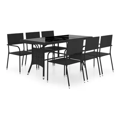 vidaXL Garden Dining Set Piece Poly Rattan Black Outdoor Table and Chair