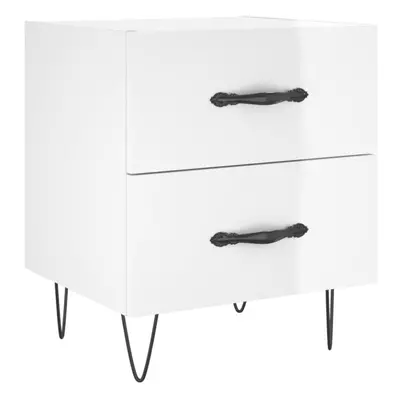 (high gloss white, pcs) vidaXL Bedside Cabinets Bed Table End Table pcs Concrete Grey Engineered