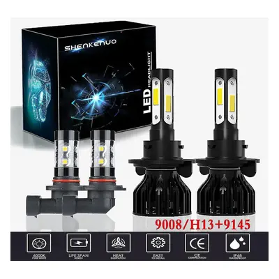 For Hummer H3 Led Headlight Bulbs,9008/h13 High Beam And Low Beam And Fog Light Bulbs,pack Of 4_