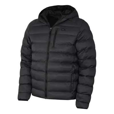 (L, Charcoal/Black) Calvin Klein Mens San Gabriel Woven Jacquard Padded Jacket