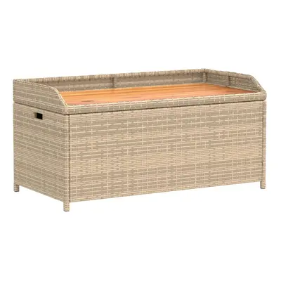 vidaXL Storage Bench Outdoor Bench Seat Mix Beige Poly Rattan and Acacia Wood