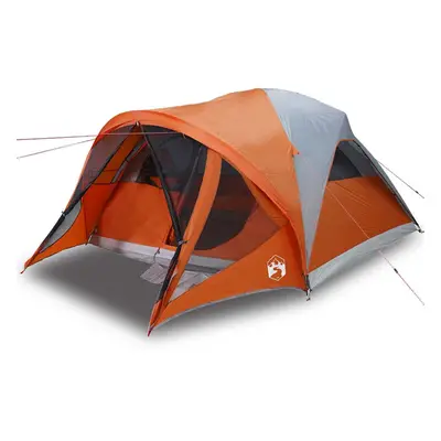 (grey and orange) vidaXL Family Tent Tunnel 6-Person Waterproof Camping Tent Lightweight Tent