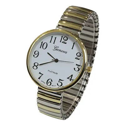 Super Large Face Easy to Read Two-Tone Stretch Band Watch