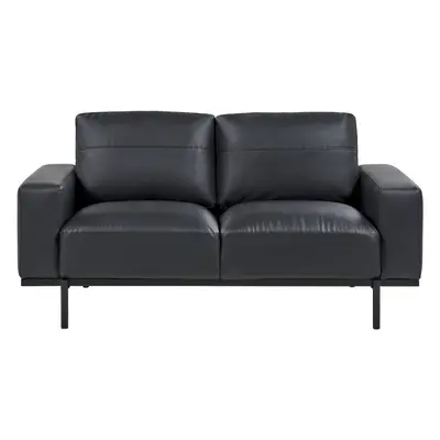 2 Seater Sofa Faux Leather Black SOVIK