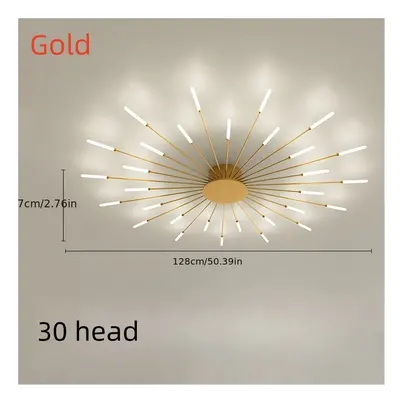 (Golden Half Flower) Modern Luxury LED Ceiling Light, Cast Iron, Sputnik Firework Chandelier