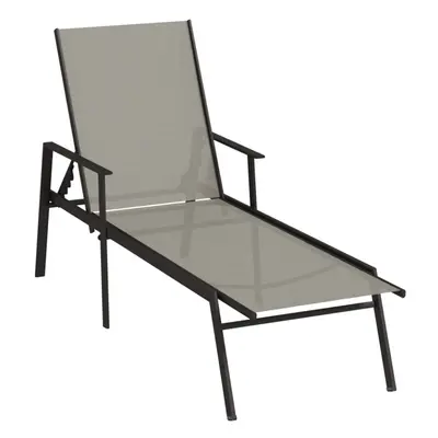 (grey) vidaXL Sun Lounger Garden Sunbed Lounge Bed Day Bed Steel and Textilene Fabric