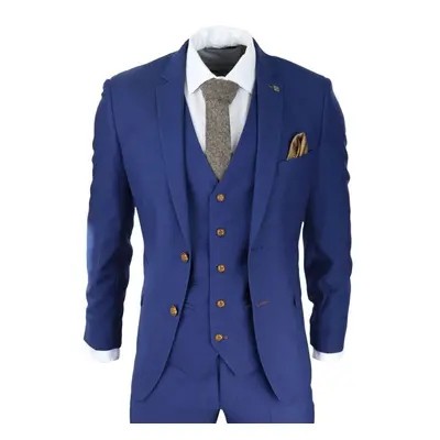 (42) Mens Piece Royal Blue Birdseye Classic Suit