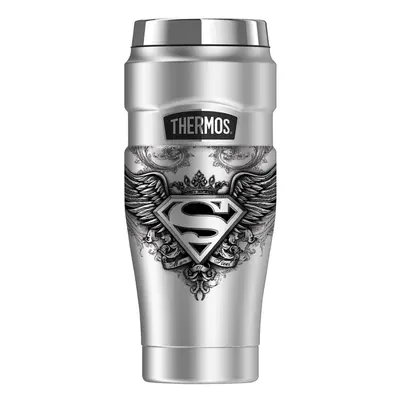 Superman Winged Logo, THERMOS STAINLESS KINg Stainless Steel Travel Tumbler, Vacuum insulated & 