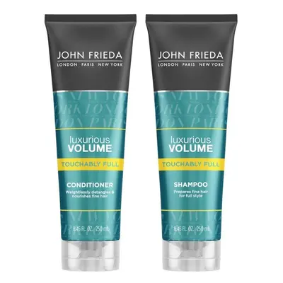 John Frieda Luxurious Volume Touchably Full Lightweight Shampoo and Conditioner Set for Natural 