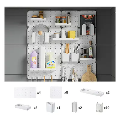 (Type B) White Pegboard Wall Storage Rack