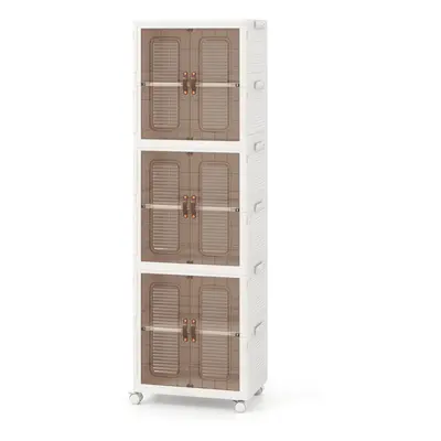 6-Cube Stackable Storage Bins 115L Shoes Boxes w/ Doors-White