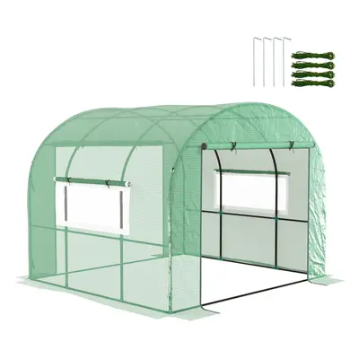 Outsunny x x 2m Polytunnel Greenhouse with Doors and Mesh Windows