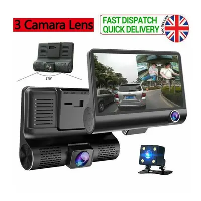 4" Dual Lens Car Front&Rear DVR Dash Cam Video G-sensor 1080P Recorder Camera