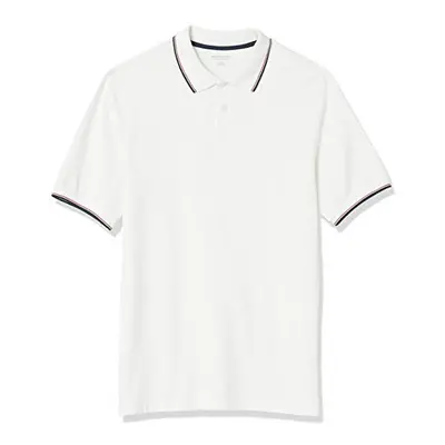 Amazon Essentials Men's Regular-Fit Cotton Pique Polo Shirt (Available in Big & Tall) White/Red/