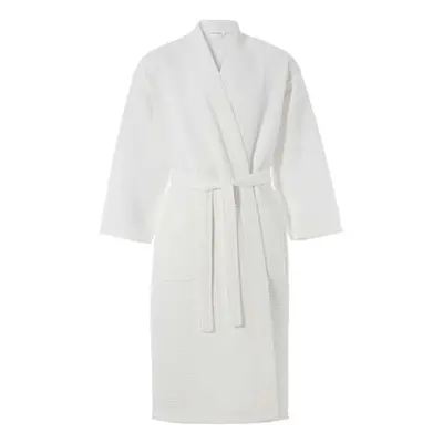 Homescapes Large White Cotton Waffle Bathrobe with Shawl Collar