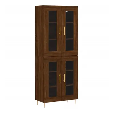 (brown oak, glass doors) vidaXL Highboard Sideboard Tall Storage Cabinet Side Cabinet Engineered