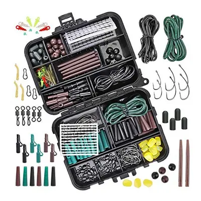 282Pcs Carp Fishing Tackle in Box, Fishing Accessories Kit Include Fishing Hook, Safety Clips Ho