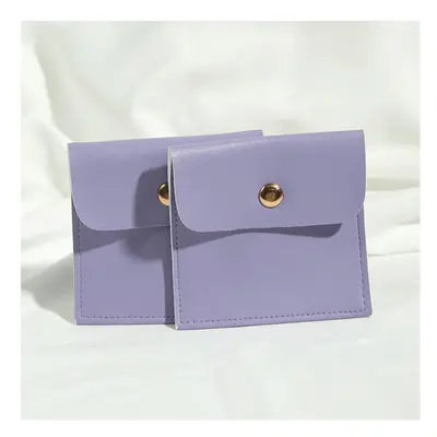 (Purple, 100pcs 8x8cm) 10/50/100Pcs PU Leather Snap Button 8x8cm Bag Storage Pouch for Ring Earr