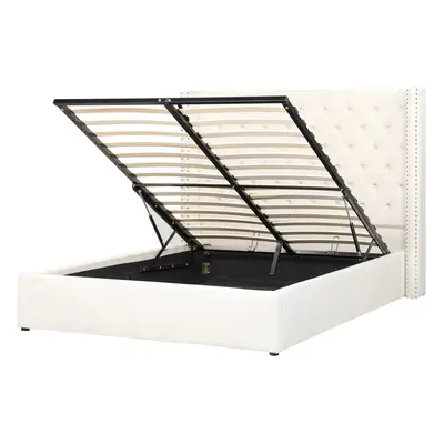 Ottoman Bed LUBBON x cm (EU Double) Velvet Off-White