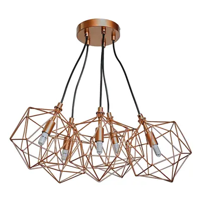 Industrial Way Geometric Copper Wire Basket Cage Ceiling Pendant Light Fitting