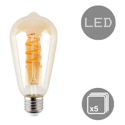 Pack of - Vintage Style LED Technology 4w ES E27 Unique Designer Style Amber Tinted Helix Filame