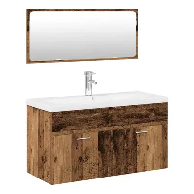 (old wood) vidaXL Bathroom Furniture Set Chipboard Wall Mirror Multi Sizes Multi Colors