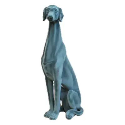 Elegant Flocked Greyhound | GREY | Resin Figurine Ornament