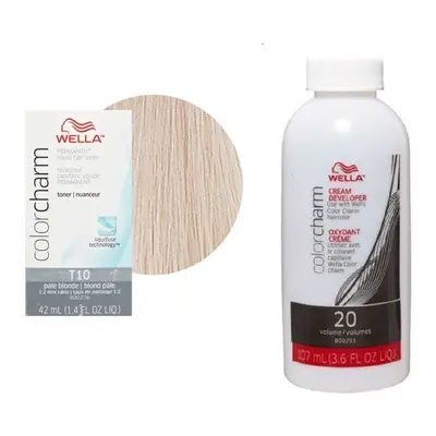 (T10 & Dev (Vol. 20) 3.6oz) Wella Color Charm T11 Lightest Beige Blonde Permanent Liquid Hair To