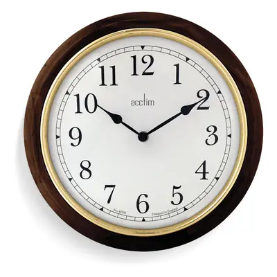 Acctim Round Dark Wooden Quartz Battery Wall Clock Winchester