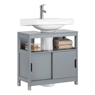 SoBuy FRG128-II-SG,Under Sink Bathroom Cabinet with Sliding Doors,Grey