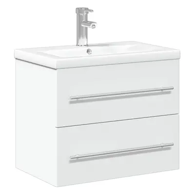 (white, x 38.5 x cm/with faucet) vidaXL Sink Cabinet with Built-in Basin Concrete Grey Engineere