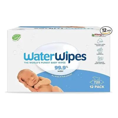 WaterWipes Original Plastic Free Baby Wipes, Count (12 packs)