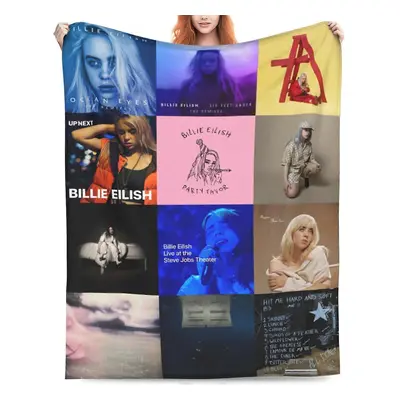 (125x150cm 60x50in) Billie Blanket Throw Air Conditioning Blanket Eilish Merch Album Covers Gift