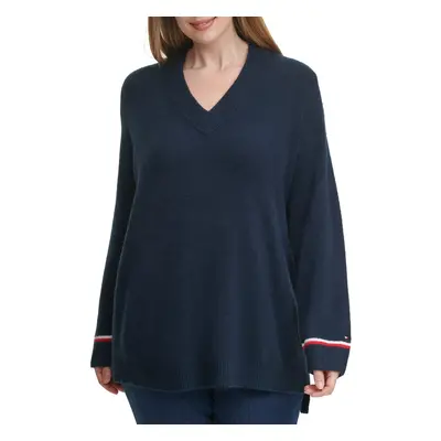 Tommy Hilfiger Women's Plus Soft V-Neck Long Sleeve Sweater Sky CAPT