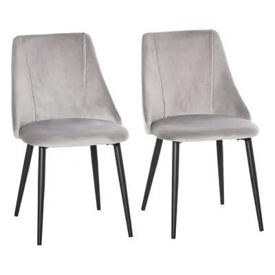 HOMCOM High Back Dining Chairs Velvet-Touch Accent Chairs Metal Legs