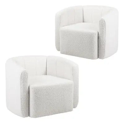 Swivel Barrel Chair Modern Upholstered Sherpa Accent Chair