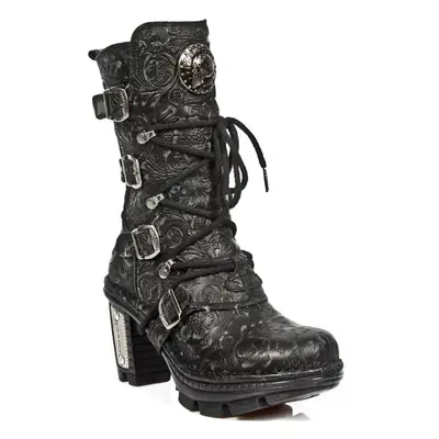 (41) NEOTR005-S25 Floral Black Rock Punk Ladies Boots