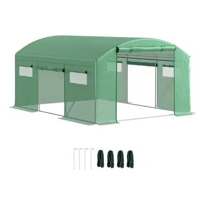 Outsunny Polytunnel Greenhouse with Roll-up Doors, x x 2m, Green