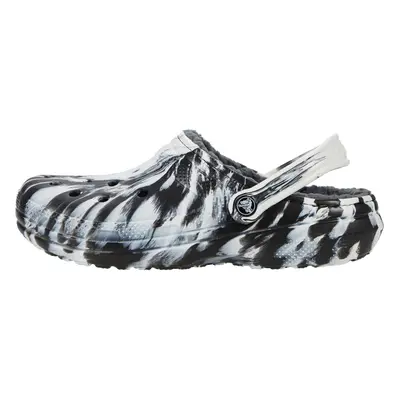 Crocs Unisex-Adult Classic Tie Dye Lined Clogs | Fuzzy Slippers White