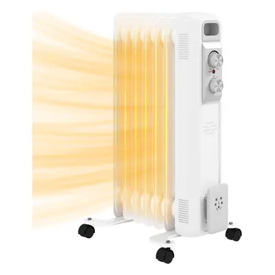 HOMCOM 1500W Fin Oil Filled Heater Radiator for Home, White