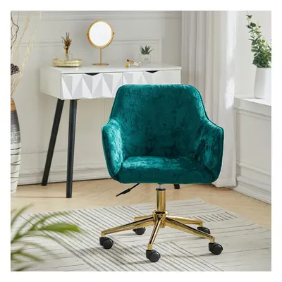 (Emerald Green) Modern Velvet Upholstered Home Office Swivel Task Chair Armchair