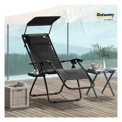 Outsunny Zero Gravity Lounger Chair, Folding Reclining Chair, Black