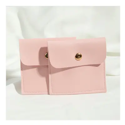 (Pink, 100pcs 8x8cm) 10/50/100Pcs PU Leather Snap Button 8x8cm Bag Storage Pouch for Ring Earrin