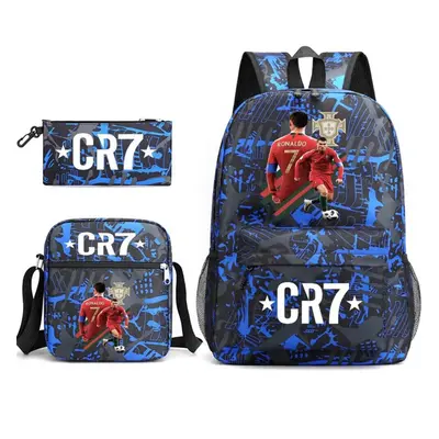 (1) Hiking Outdoor Bag 3pcs Football CR7 Backpack 3D Printe Teens Shoulder Bags