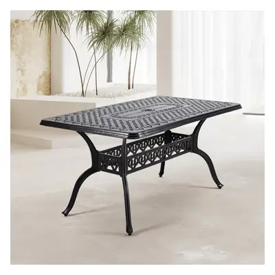 Outdoor Cast Aluminum Square Patio Table with Umbrella Hole