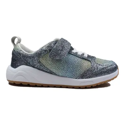 (12.5 (Children's)) Aeon Sparkle Kids Pewter Leather/Glitter Childrens Casual Trainers